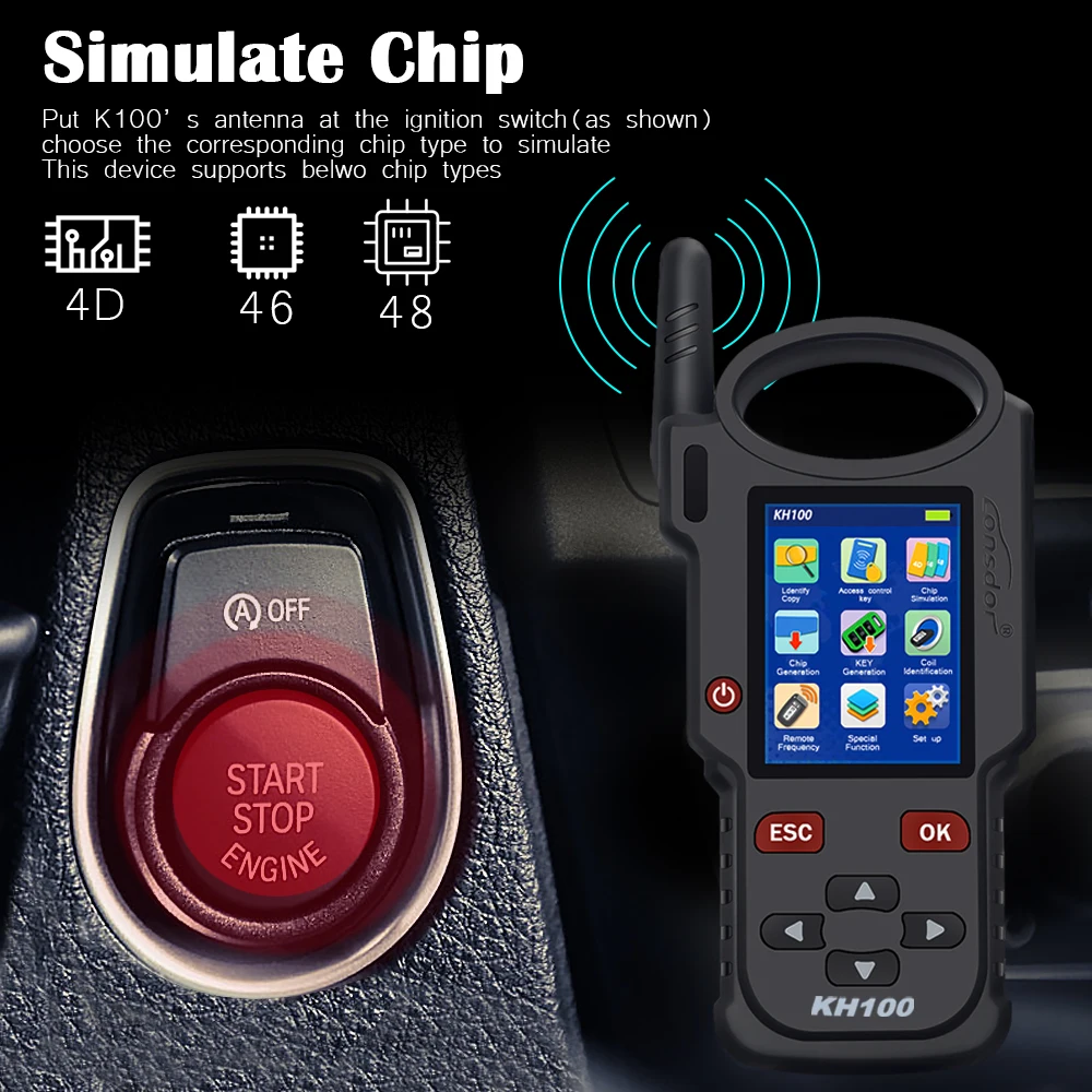 US $180.79 2021 Official Authorization Key Programmer Remote Maker Generate Simulate ChipIdentify CopyRemote Frequency LONSDOR KH100