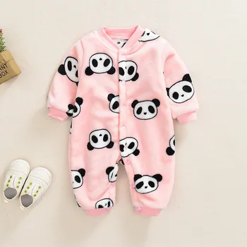 

Baby Girl Clothes Romper Bodysuit Boy Clothes Carters Autumn Winter Fleece Infant Panda Print Jumpsuit Kids Warm Overalls