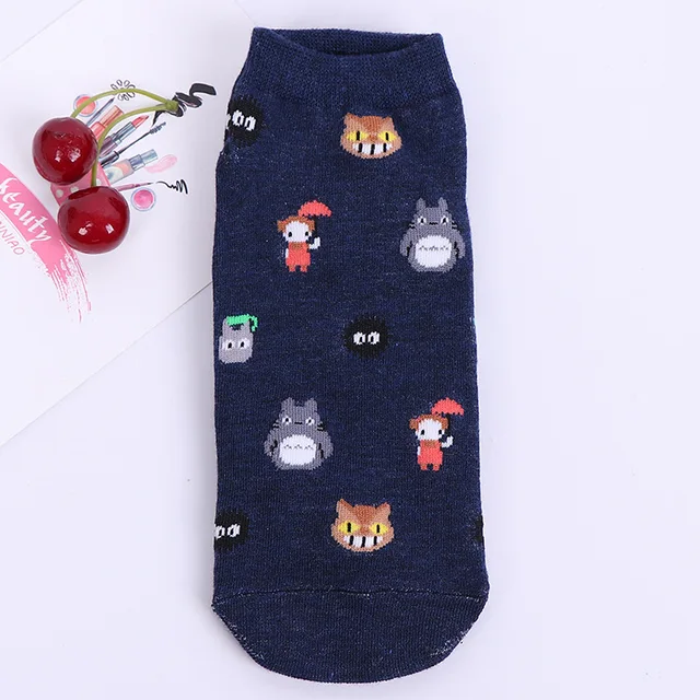 Cartoon Cat Cute Socks Women No Face Man Sock Totoro Funny Fashion Anime Spring Autumn Sweat Absorption Gray Classic Cotton Sock 205
