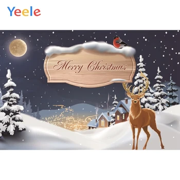 

Yeele Christmas Photocall Chalet Pine Elk Moon Snow Photography Backdrops Personalized Photographic Backgrounds For Photo Studio