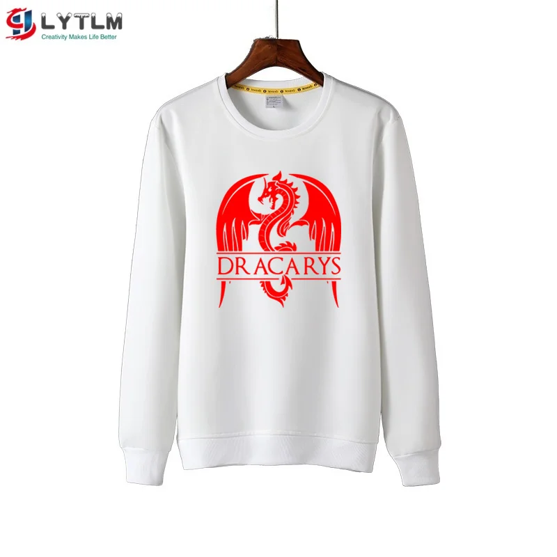 WY6119 White LYTLM Dracarys/футболка детские весенне-осенние рубашки с длинными рукавами для девочек Koszulka футболка на день рождения Футболка с принтом дракона Enfant Garcon - Цвет: WY6119 White