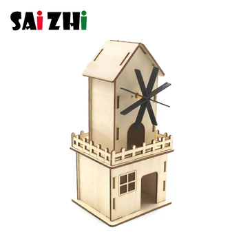 

Saizhi Solar Powered Houses Kids Science Educational Creative Toys DIY 3D Three-dimensional Model Wooden Puzzle Toy For Children
