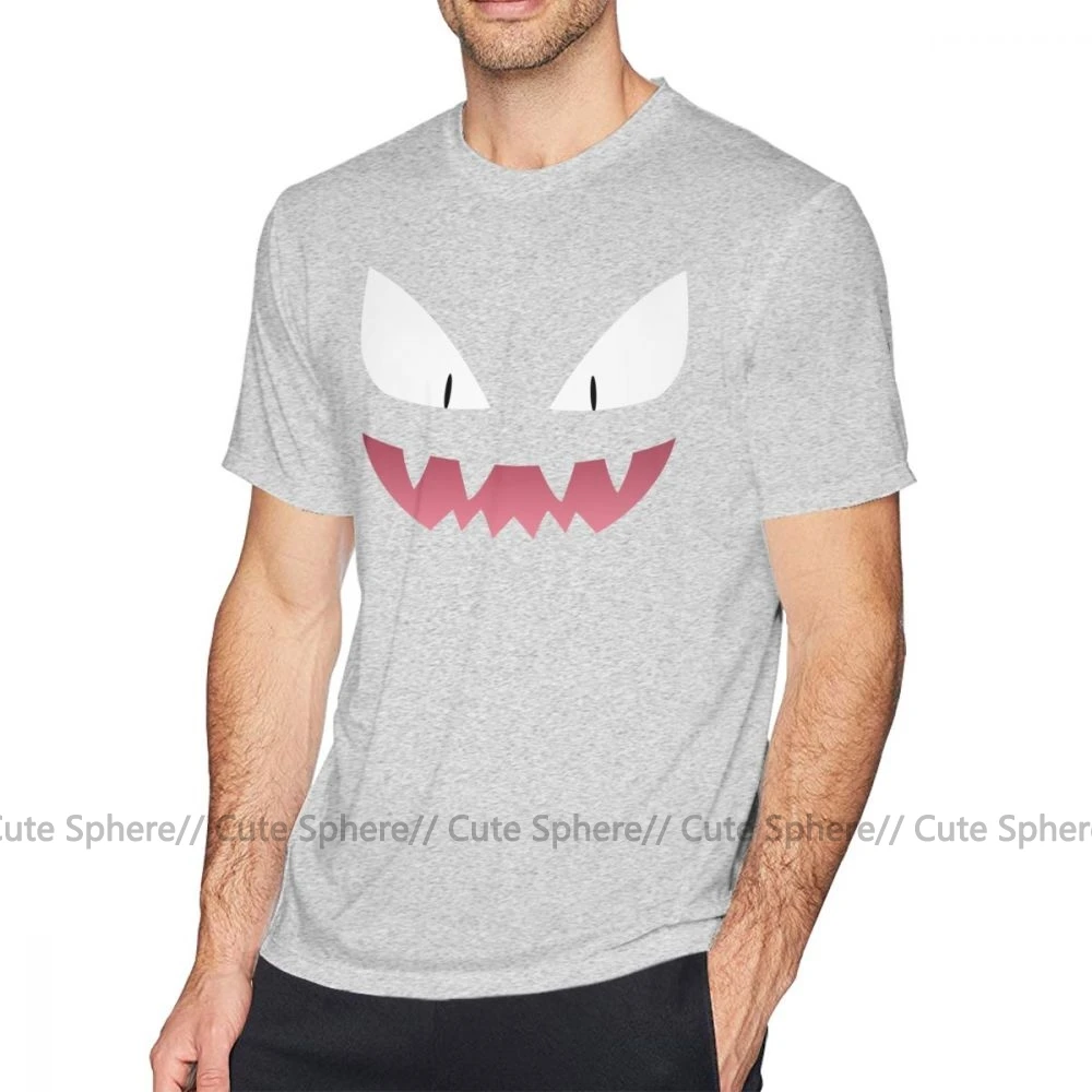 Футболка Gengar, футболка Pokemon Haunter Ghost, футболка с коротким рукавом из 100 хлопка, милая Повседневная мужская футболка с большим принтом - Цвет: Gray