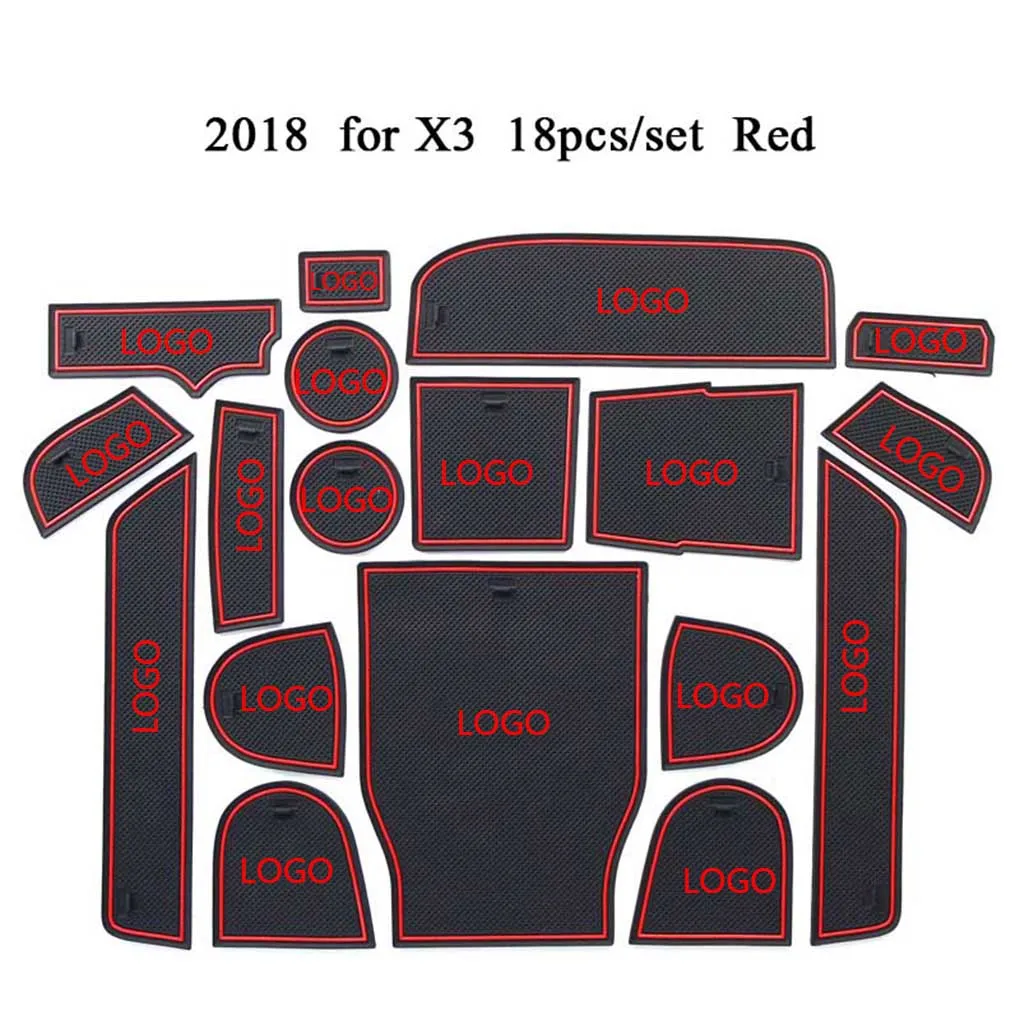 

18PCS/Set Replacement for BMW X3 2018 Door Groove Gate Slot Pad Anti Slip Mats Non-Slip Cup Car-styling