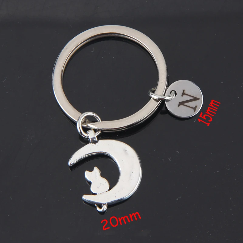 Модный брелок с Луной кошкой и маленьким круглым кольцом для подарка подруге