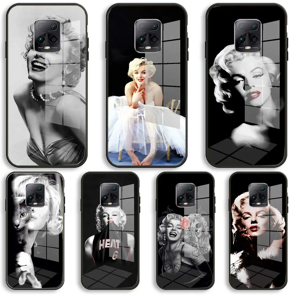 

Sexy Girl Marilyn Monroe Soft Glass Phone Case For Xiaomi Redmi 9A 8A 7A Note 9 8 7 Pro Y3 9S 8T Balck Cover