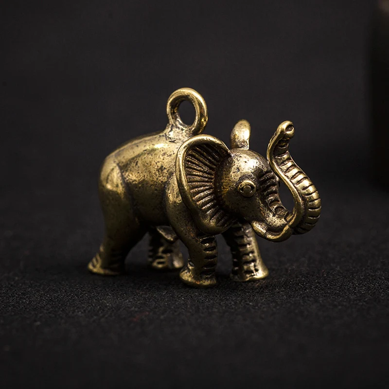 Твердый металлический латунный слон детский брелок чистая медь кулон в виде