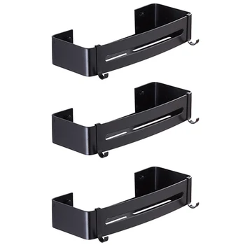 

Three-Layer Corner Frame Wall-Mounted Black Aluminum Bathroom Soap Box Bathroom Shower Stand Square Bracket