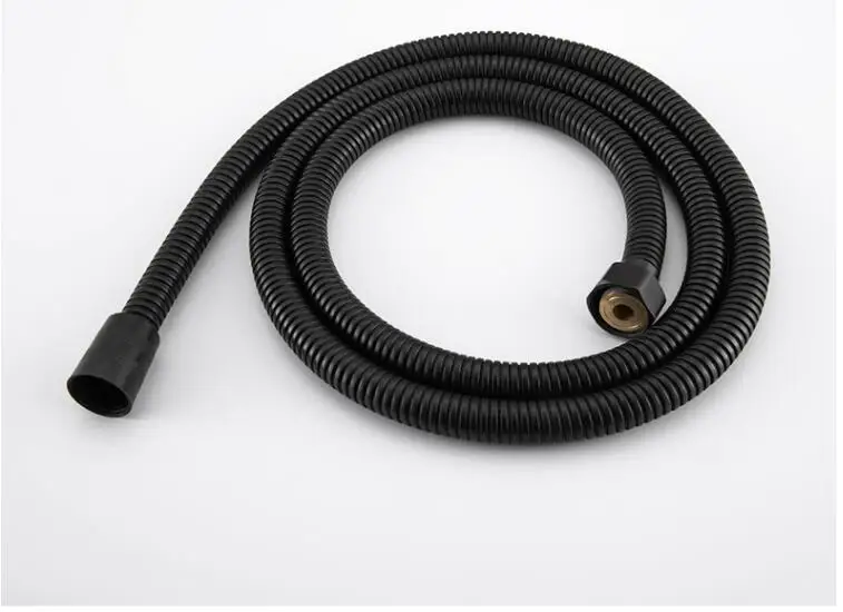 G 1/2'Black Shower Hose 150cm Stainless Steel Shower Tube Flexible Gold Bathroom Hose Plumbing Chrome ORB - Color: black