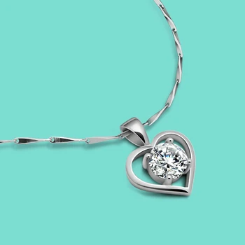 

Female fashion simple silver necklace 925 silver necklace Girls love zircon pendant clavicle necklace best gift for girlfriend