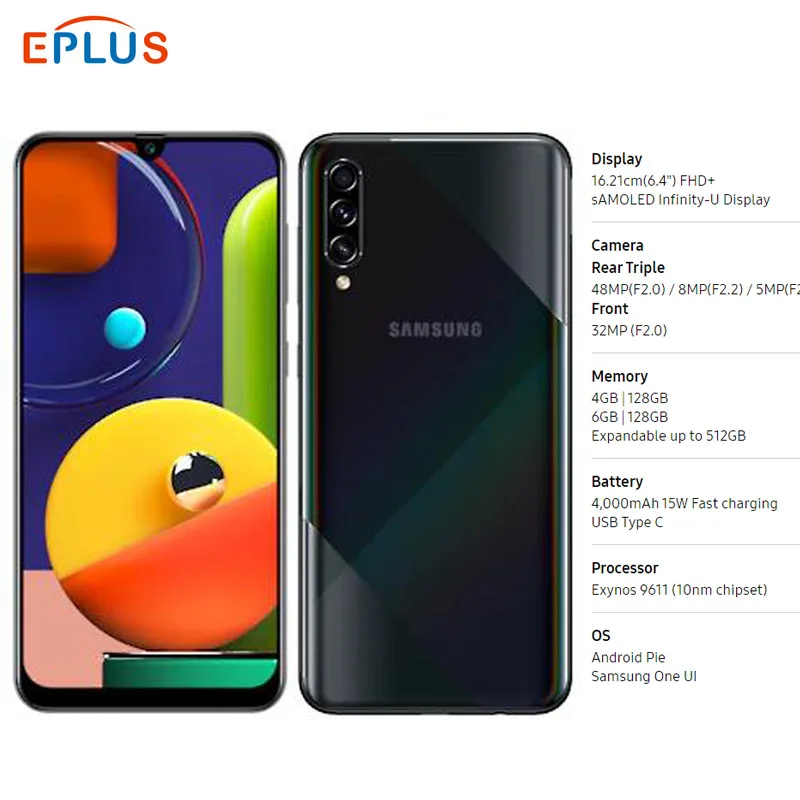 Мобильный телефон samsung Galaxy A50s, 6 ГБ ОЗУ, 128 Гб ПЗУ, две sim-карты A5070, 6,4 дюйма, 4000 мАч, тройная камера заднего вида, 48MP, 4G телефон