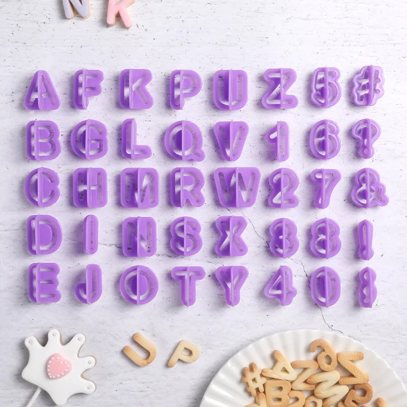 40pcs/set Alphabet Number Cookies Cutter Fondant Biscuit Cutter Mold Figure Letter Pastry Cake Mould Baking Decorating Tools
