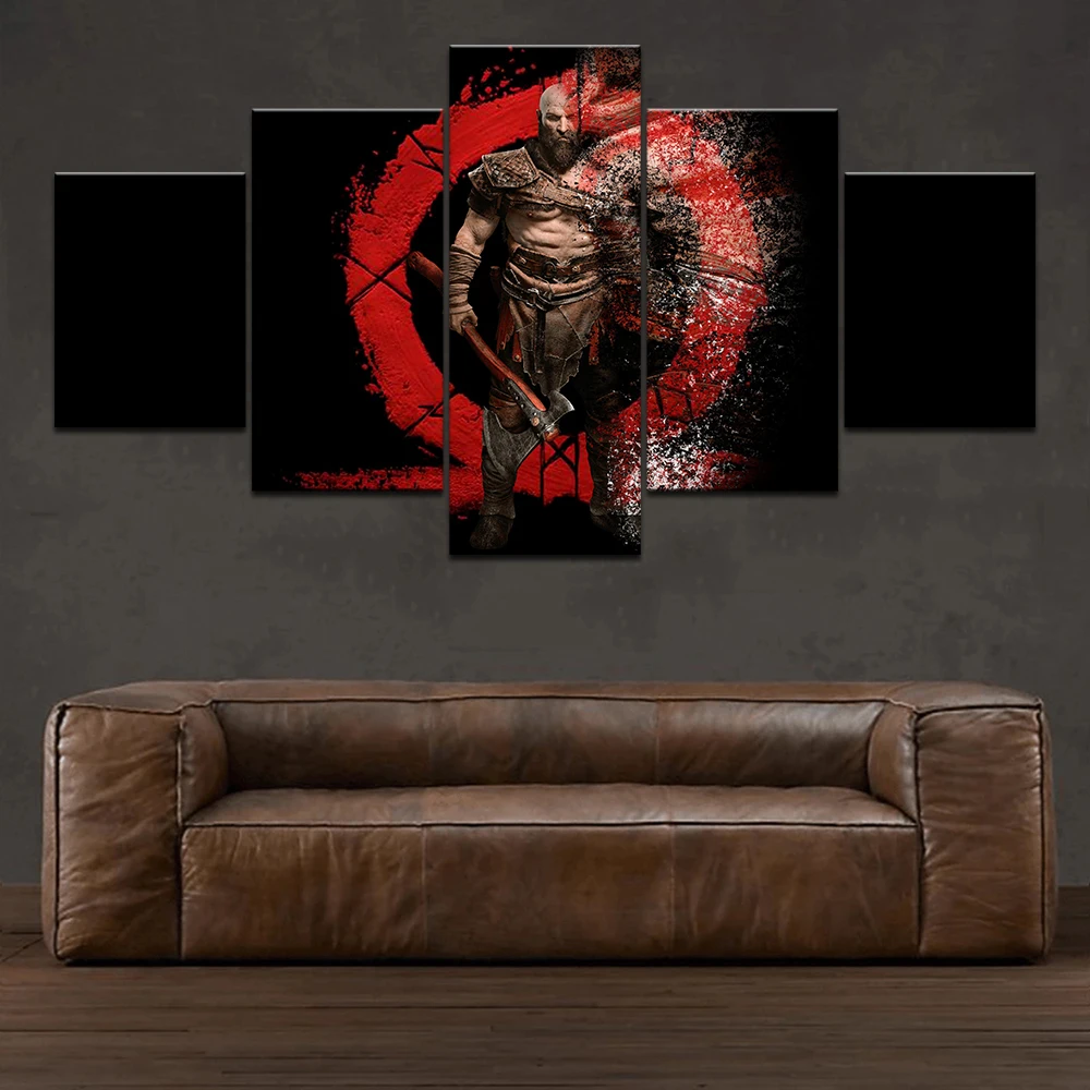 Canvas Prints Painting Home Decorative Poster Framework 5 Pieces Game Kratos God of War Wall Art