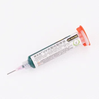 

Green UV Soldering Paste Flux +1 Syring Push Needle 10CC For PCB BGA Circuit Board Protect Curable Solder Mask Welding Fluxe Oil
