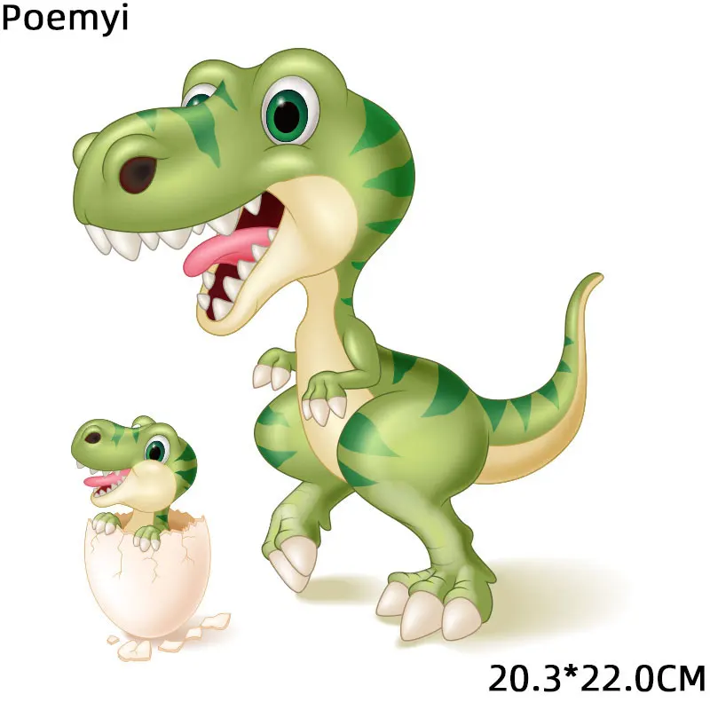 

Poemyi Cute Dinosaur Mom and Baby Parches Thermal Stripe Stickers Applique Anime Iron on Patches on Chirdren's Clothes Jackets R