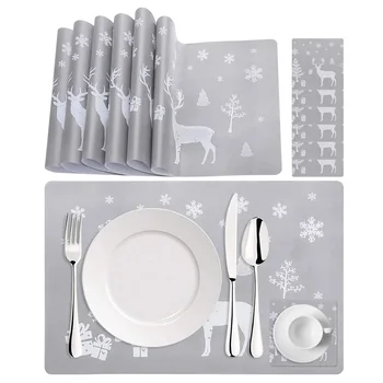 

12pcs/set PVC Placemat Multifunction Practical Restaurant Anti Stain Table Decor Dining Room Home For Christmas Heat Resistant
