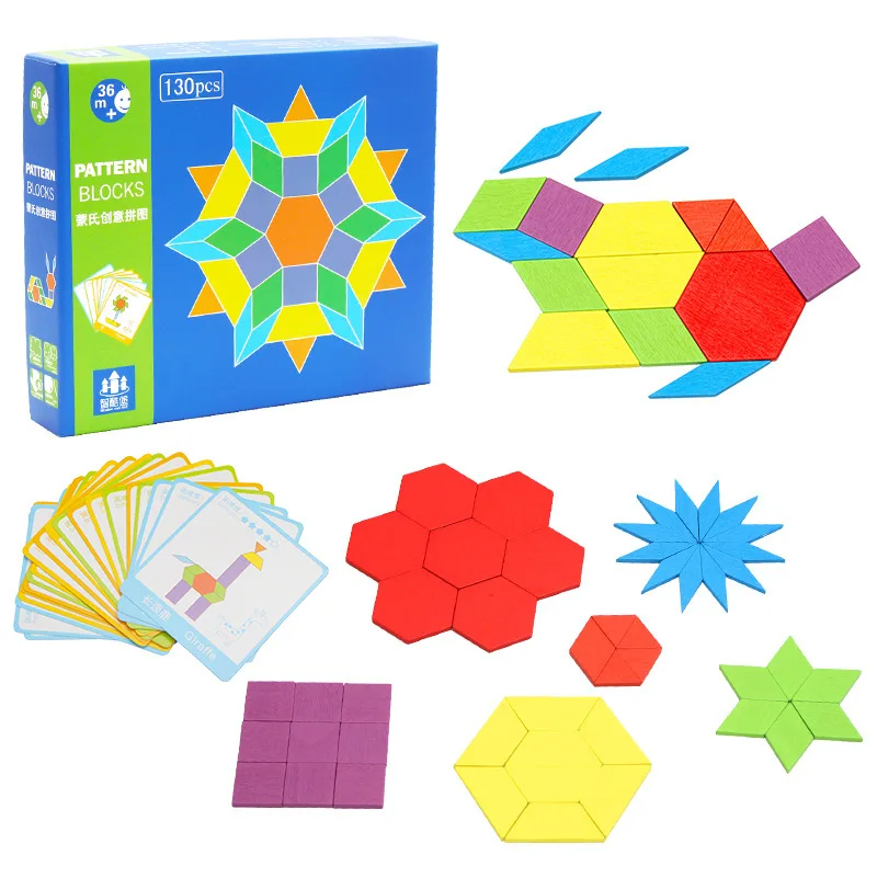 

Tangram Puzzle Children Montessori Early Teaching Aids Building Blocks of Kindergarten Creative Tabletop Toys about 130 PCs