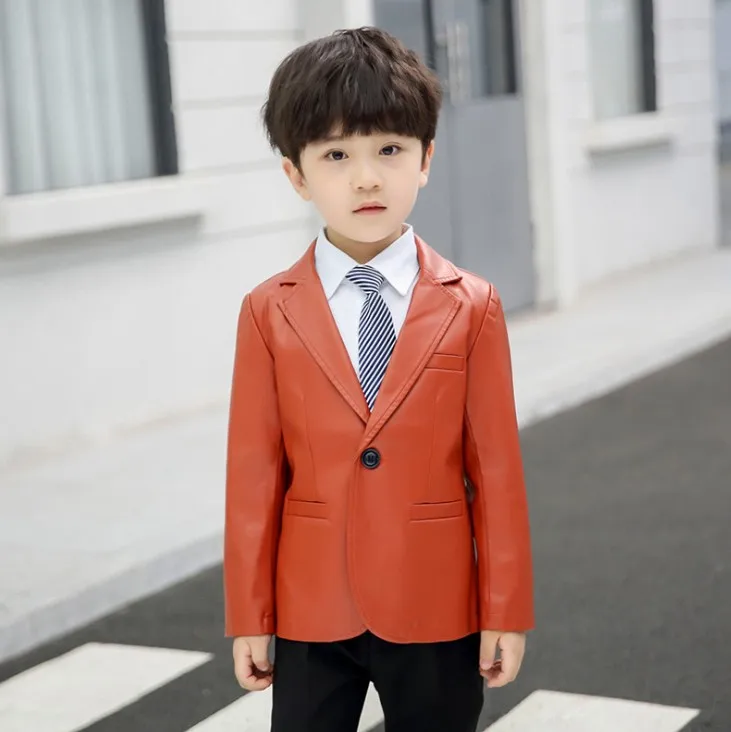 only jacket Рост 90 до 150 см, новинка года, Весенняя Модная стильная повседневная куртка из искусственной кожи для мальчиков красивая детская куртка, 1 предмет Детская куртка из искусственной кожи - Цвет: only jacket
