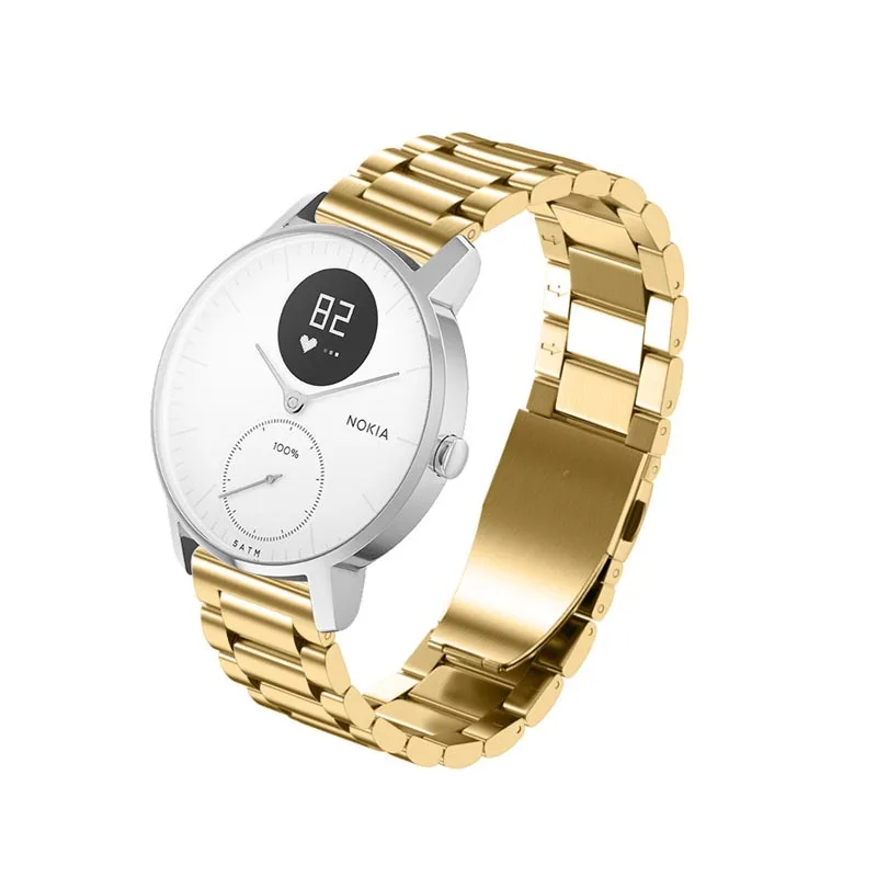 Нержавеющая сталь Quick Release наручные полосы ремень часы ремешок для Nokia Withings сталь HR NIN668