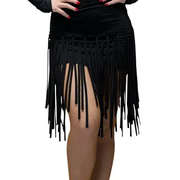 

New adult female Latin dance skirt competition clothes practice clothes irregular fringed skirt BF021