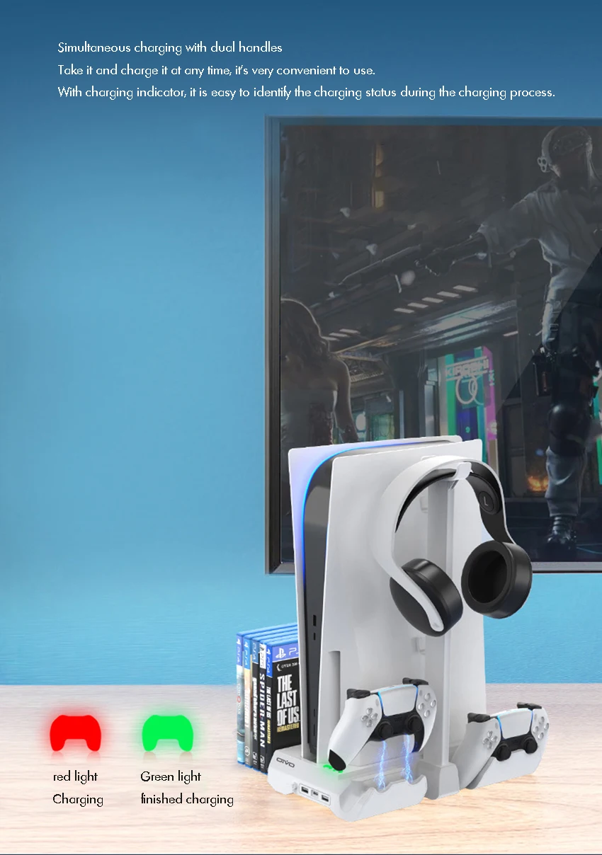 Dobe Ventilateur de refroidissement PS5 silencieux vitesse réglable marche / arrêt automatique avec port USB 3.0 Dobe Ventilateur de refroidissement PS5 silencieux vitesse réglable marche / arrêt automatique avec port USB 3.0
