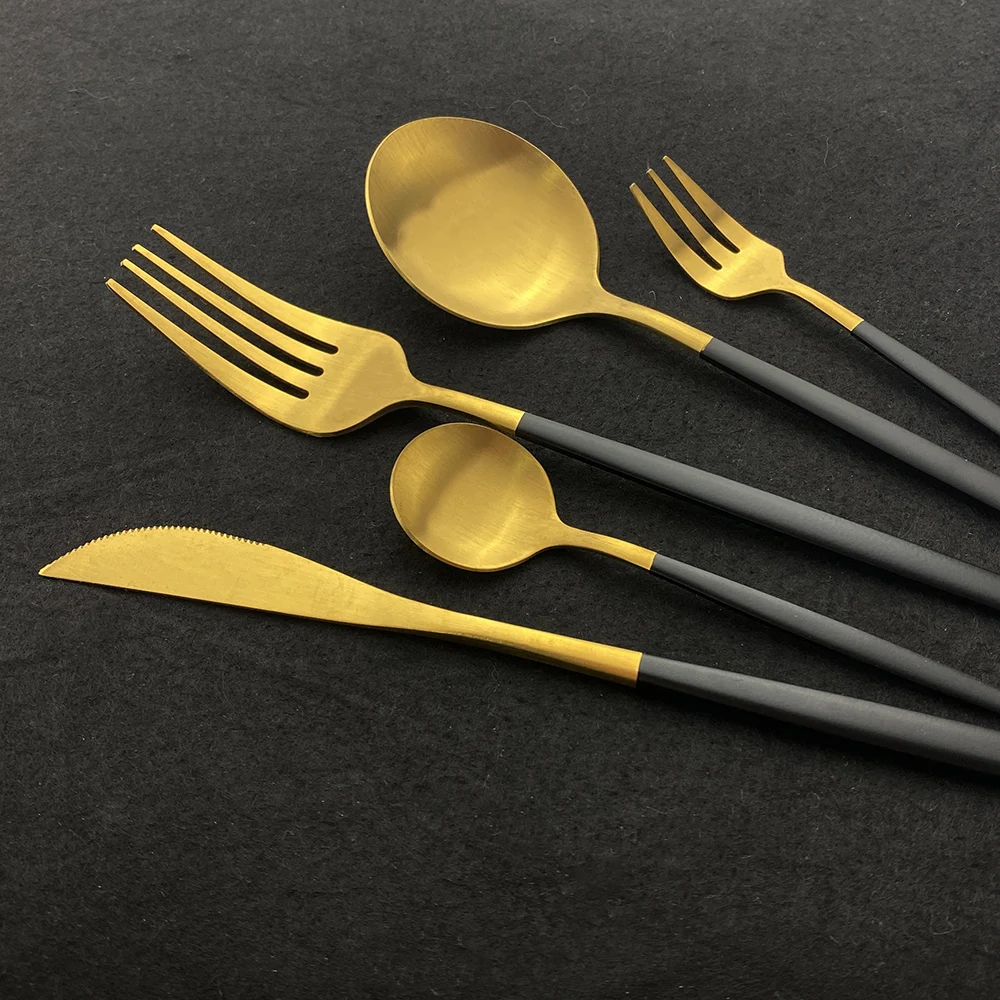 Matt Gold Dining Cutlery Set - Knife, Fork & Spoon Flatware