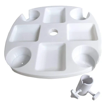 

Portable Beach Umbrella Table Tray with 4 Cup Holders, 4 Snack Compartments for Patio, Garden, Swimming Pool