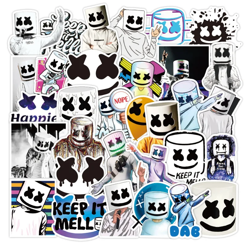 50pcs Marshmello Fans Stickers Doctom Chris Comstock EDM Singer Bullet Journal Stickers Notebook Wat