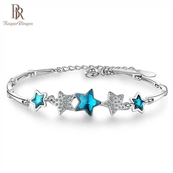 

Bague Ringen Aquamarine Bracelets for Women Charms Silver 925 Jewelry Blue Star Geometry Gemstone Female Party Gift Wholesale