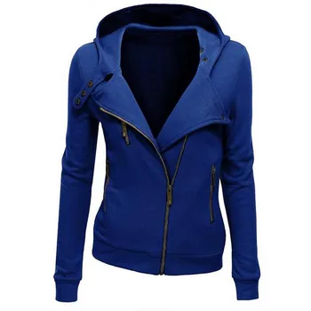

2019 Autumn Winter Womens Jacket Coat Slim Long Sleeve Solid Color Hoodies Sweatshirt Tops Side Zipper Jacket Outwear Coat Hot
