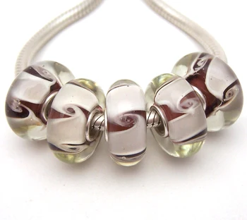 

JGWG1831 5X 100% Authenticity S925 Sterling Silver Beads Murano Glass beads Fit European Charms Bracelet diy jewelry Lampwork