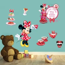 Disney Minnie Mouse Afternoon Tea Cartoon Wall Stickers For Kids Room Home Decor Girl's Bedroom Wall PVC Mural Art DIY Wallpaper Disney Minnie Mouse Afternoon Tea Cartoon Wall Stickers For Kids Room Home Decor Girl's Bedroom Wall PVC Mural Art DIY Wallpaper