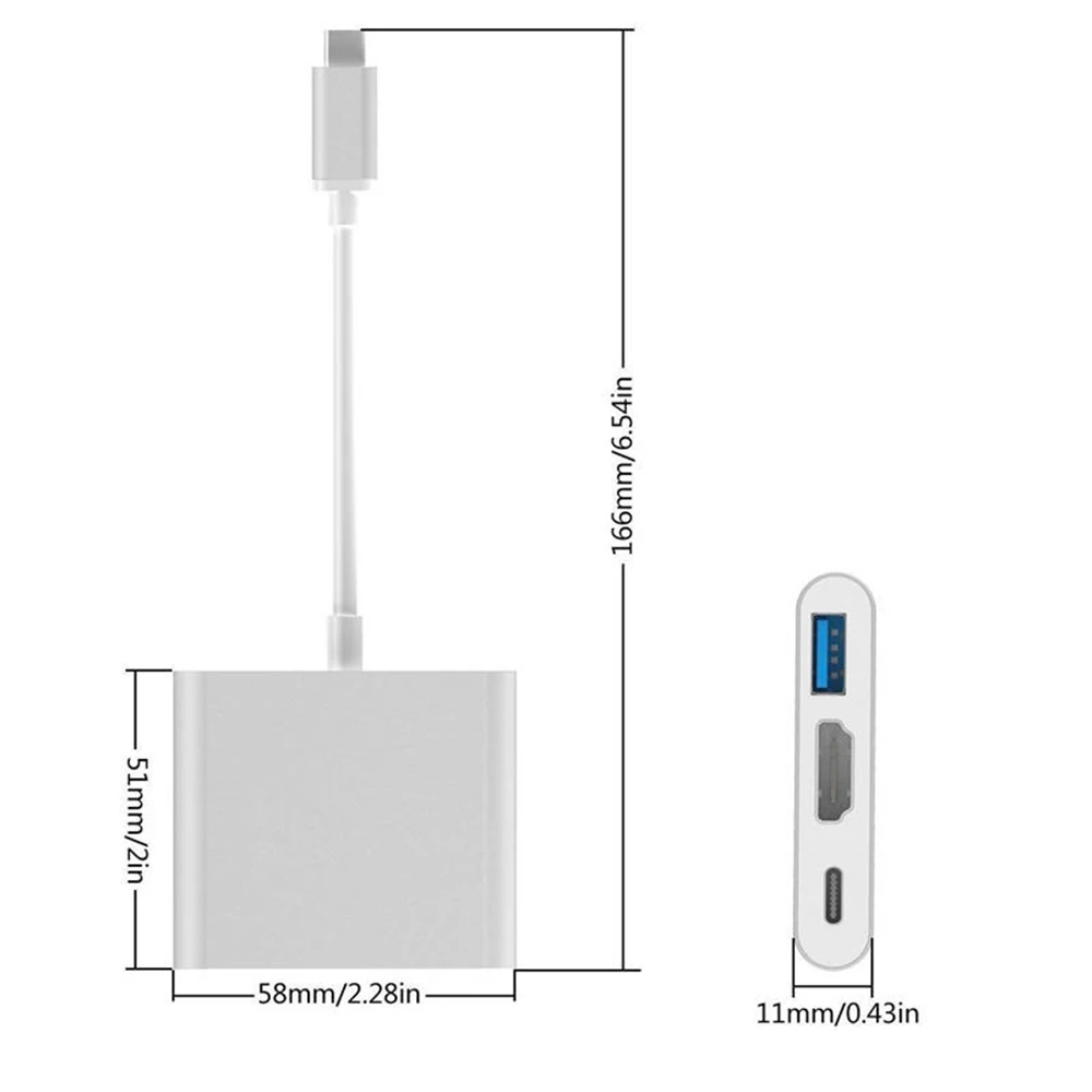 1 шт. USB 3,1 type C к USB-C 4K HDMI USB 3,0 PD зарядный адаптер конвертер кабель 3 в 1 концентратор для MacBook Pro