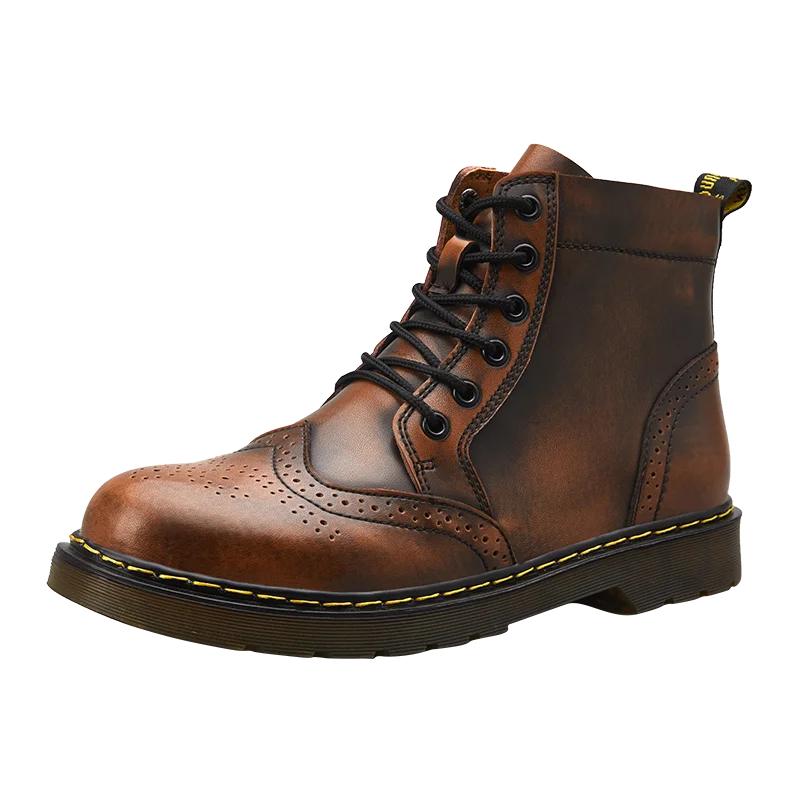 

High Quality Genuine Leather Men Boots Winter Waterproof Ankle Boots Riding Boots Outdoor Working Snow Boots Men Shoes 2019 New