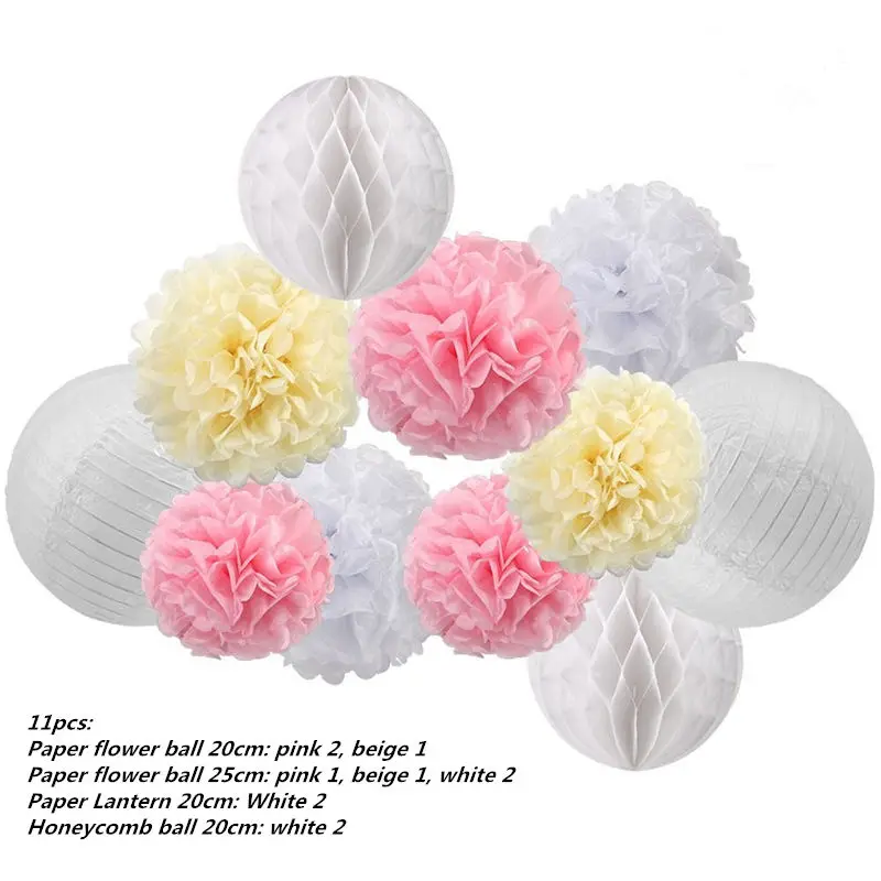 11pcs set 16 шт./компл. бумажные Цветочные помпоны бумажные соты шары бумажный подвесной фонарь Декор День рождения Свадьба День рождения украшение дома - Цвет: 11pcs set