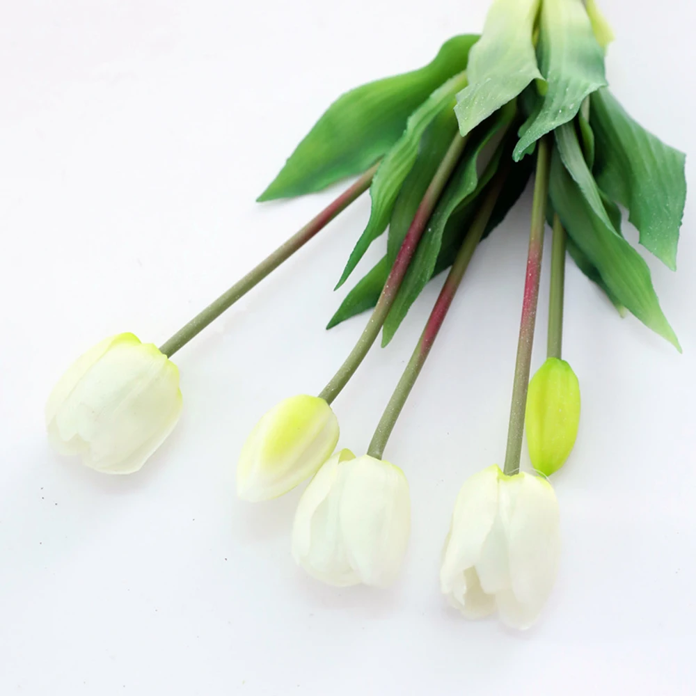 5Pcs bunch Artificial Tulips Flower For Home Wedding Decoration Bride Hand Flowers Real Touch Soft Silicone Tulip flores Decor 17
