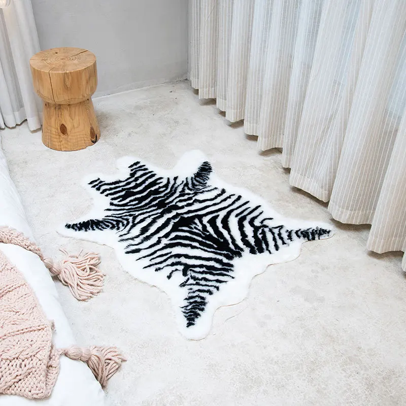 220*170cm zebra animal Printed Carpet Velvet Imitation Leather Rugs Fur Animal Skins Natural Shape Carpets Non-slip Mats 6