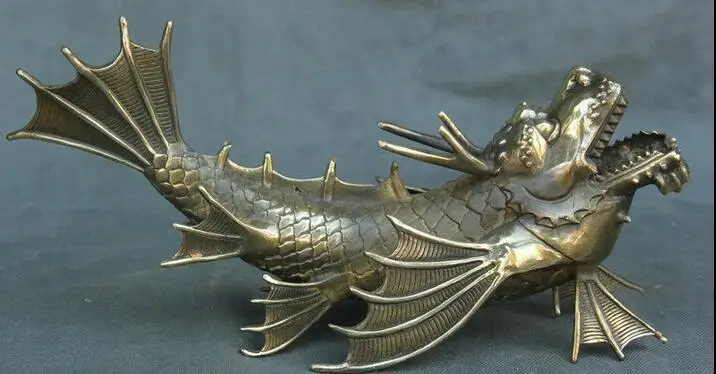 13 &quotКитайское искусство медная фэн шуй Дракон рыба муха чудовище скульптура