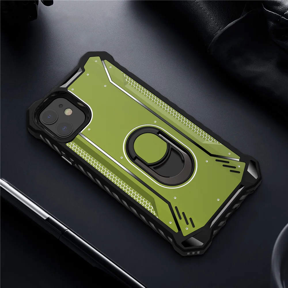 Металлический алюминиевый бронированный чехол для телефона iPhone 11 Pro Xs Max XR X 6S 7 8 Plus, держатель с кольцом, подставка, совместимая с магнитным креплением для автомобиля