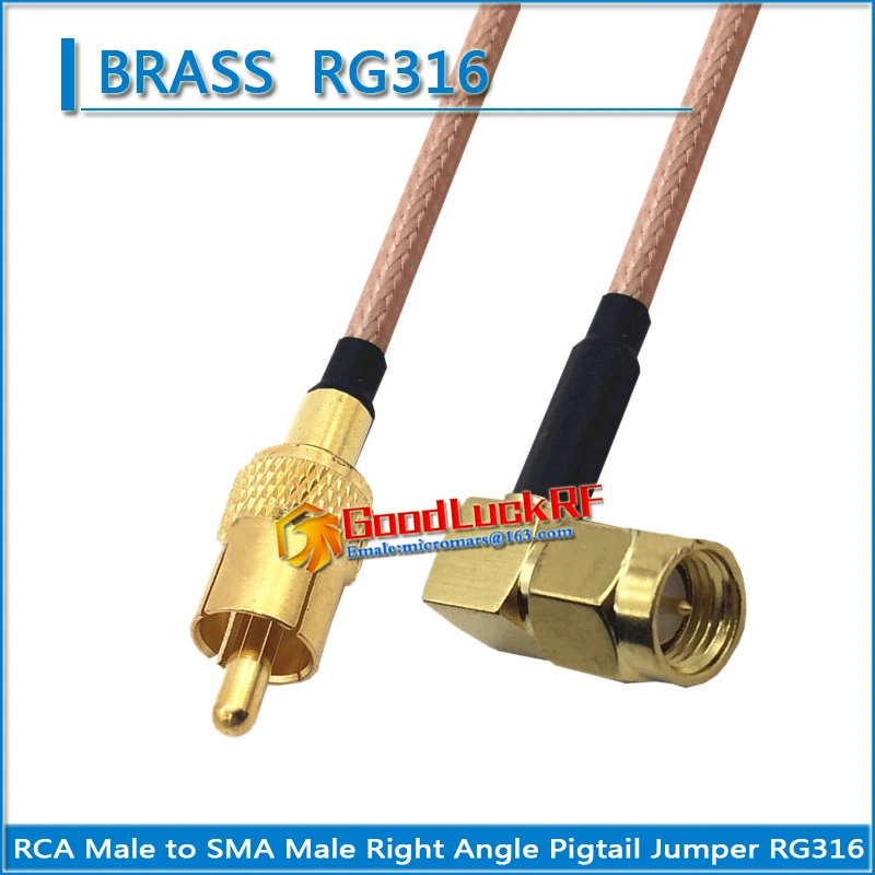 1 шт. RCA штекер-SMA штекер прямоугольный 90 градусов косичка перемычка RG316