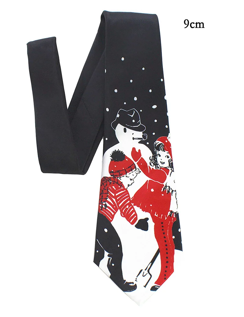 Классический 9 см галстук Санта Клаус Снежинка красный черный полиэфирный галстук с принтом для мужчин традиционные Галстуки для рождества, праздника, вечеринки Подарки - Цвет: F03