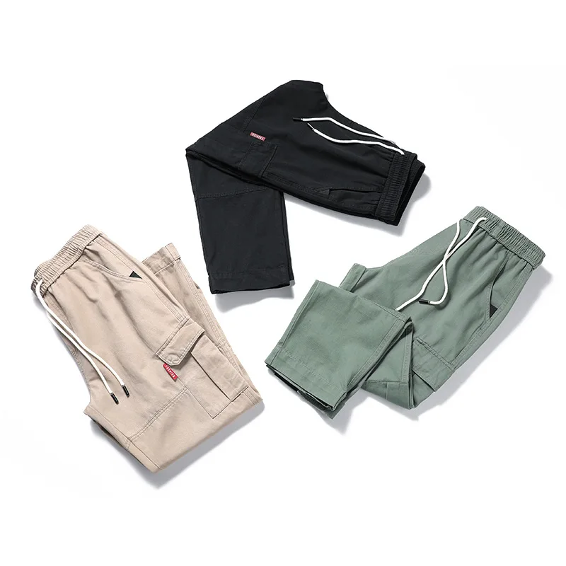 

2019 Spring Popular Brand Large Size Men'S Wear Fashion Bib Overall Multi-pockets Plus-sized MEN'S Ninth Pants