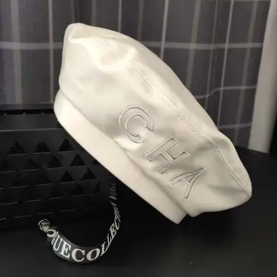 Cpop трендовые береты из искусственной кожи, 5 цветов, высококачественные однотонные женские шапки с буквенным принтом, повседневная элегантная женская шапка