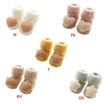 

Autumn Winter Plus Velvet Baby Socks Furry Thicken Non-slip Newborn Floor Sock 1 Pair