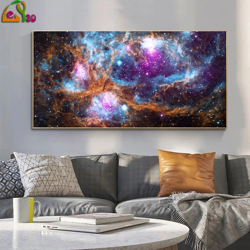 Алмазная вышивка Туманность пространство Красочные Облака Звезды домашний