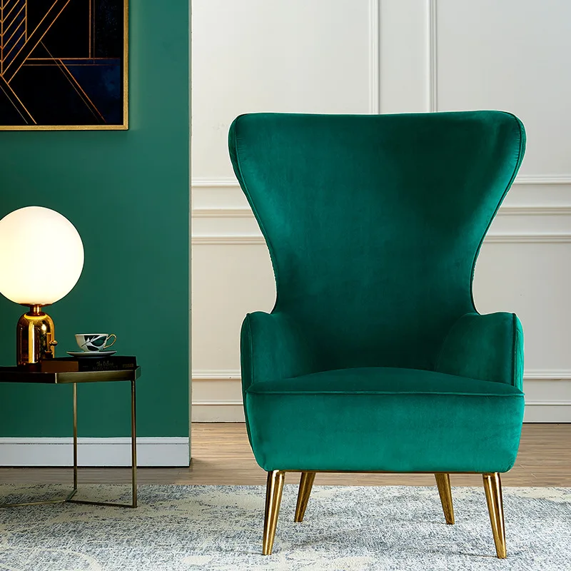 

ChinaFurniture processing and production factory modern light luxury velvet single sofa with stainless steel foot