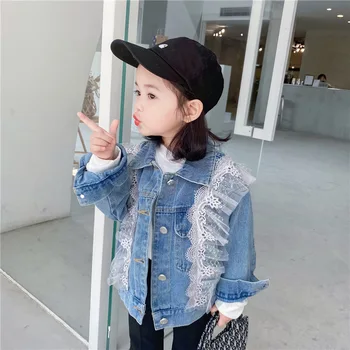 

2 3 4 5 6 Y Baby Girl Jacket Kids Korean Loose Coat Fashion Lace Patchwork Denim Jacket for Girl Toddler Clothes Child Jackets