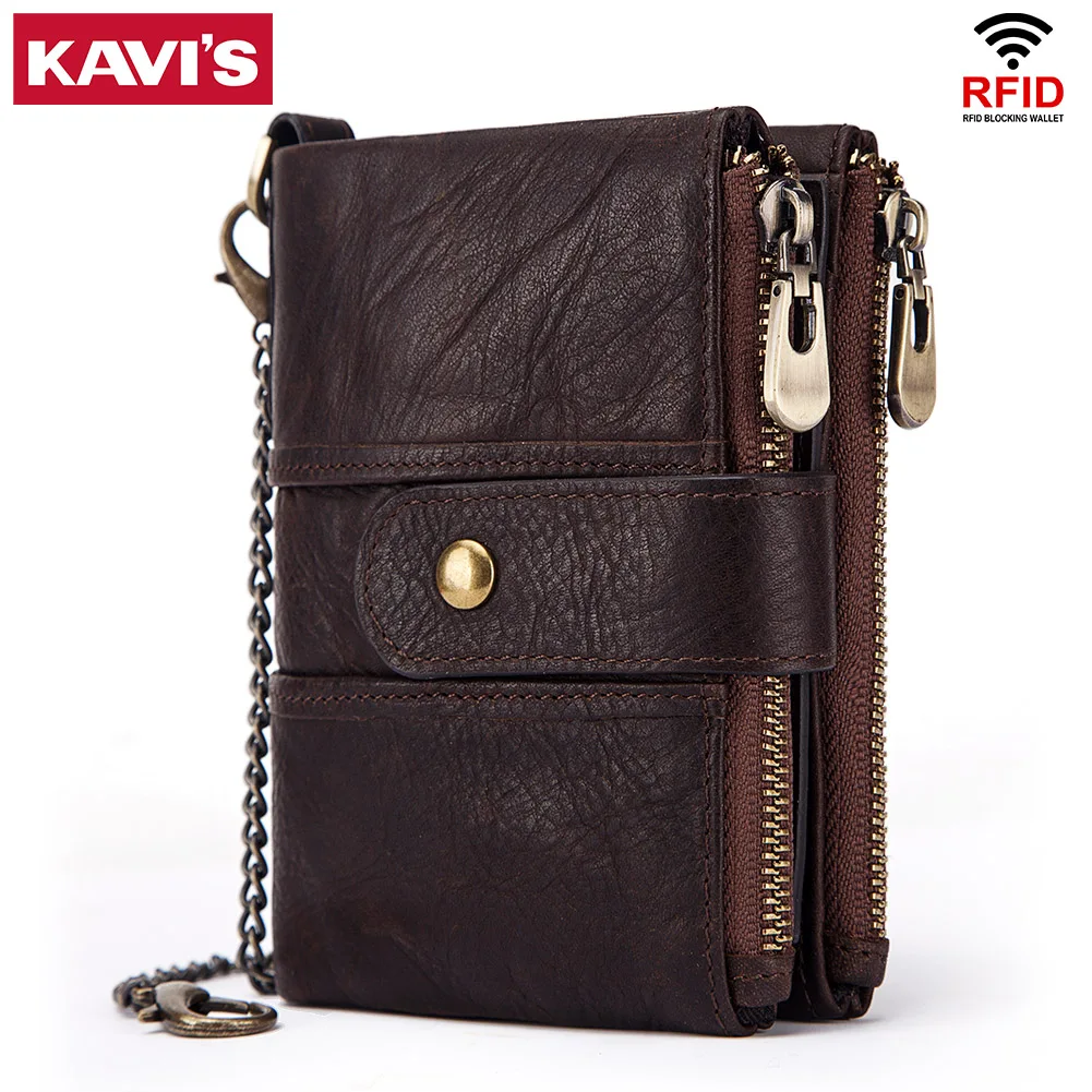 Rfid Wallet Coin-Purse KAVIS Designer Mini 100%Genuine-Leather Money-Bag Small Men Short