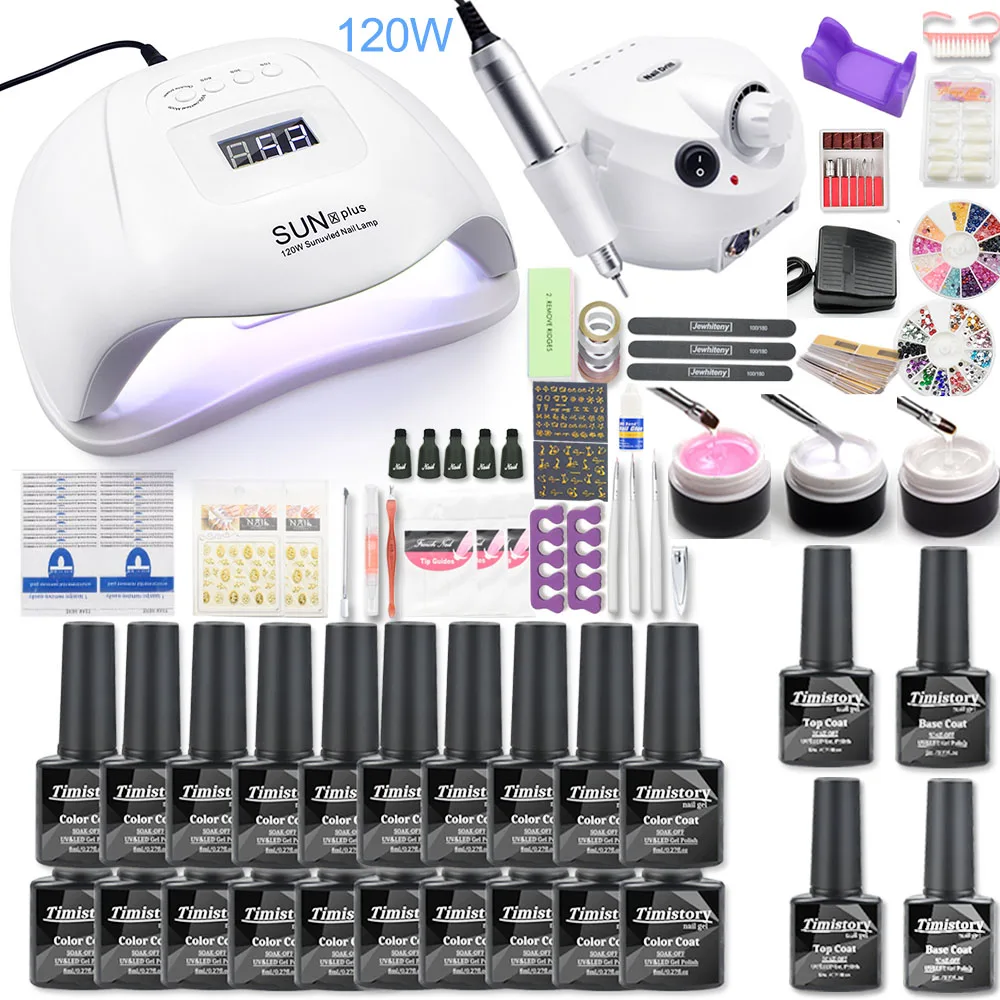 Günstig Nagel Set 35000RPM elektrische Maschine Nagel bohrer 120W UV LED Lampe Trockner 30 stücke Nagel Gel Polish Kit maniküre Werkzeuge Set Für Nail art
