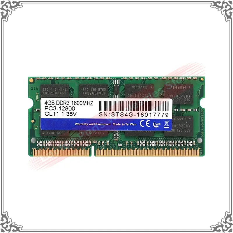 

Notebook 4GB 8GB DDR3 1600MHZ PC3-12800 CL11 1.35V STS4G-18017779 ddr 3 PC RAM 4GB/8GB Memory For Laptop